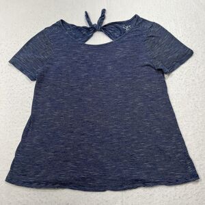 Ann Taylor Loft Outlet Women's Small Blue Striped Short Sleeve Tie T Shirt Top
